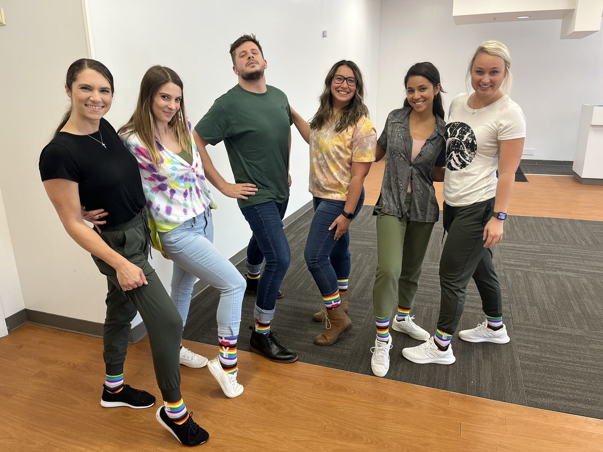 onlythebestteam's tweet photo. 2 Chiropractor Doctors and team wearing T-Mobile pride sock supporting Pride Month. Very supporting team. 100% Chiropractic Rockaway, NJ @onlythebestteam @Arch_Telecom @TMobile https://t.co/x9KIMobhZn
