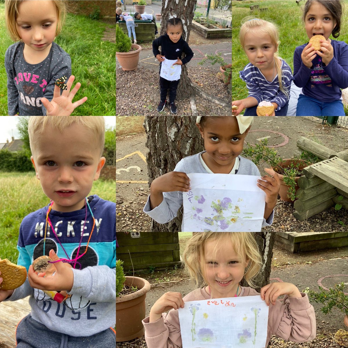 ForestStPauls's tweet photo. What a fantastic #forestschool session with John Coles Class. We dodged the rain and made elder necklaces, wood cookie necklaces and #hapazome flags. We climbed trees and of course had s’mores! Can’t wait to do it all again next week. 🌳🔥🍪🍃🌼🌸
#ForestSchool #chippenham https://t.co/iUXjsDq7Z7
