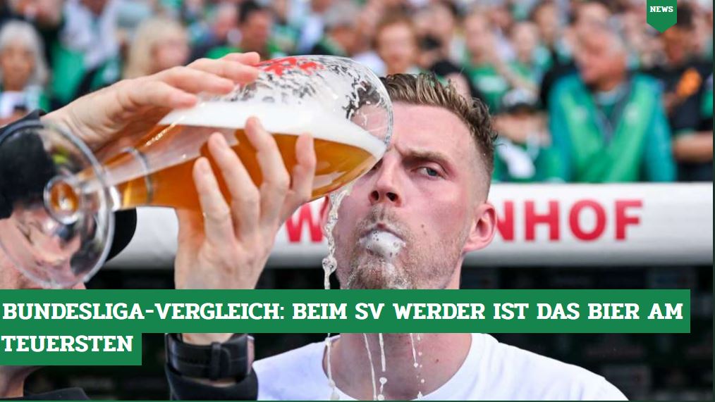 DeichStube's tweet photo. Was kostet ein Bier in den Stadien der #Bundesliga? Bei #Werder zahlen die Fans am meisten! Alle Bier-Preise gibt's hier: https://t.co/2OusFNEKjV https://t.co/PQKK7ubL99