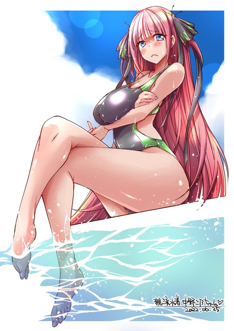 アンケートで描いた競泳用水着の二乃ちゃんです!ありがとうございました～次は普通に制服で並べて描きたいです～ #中野二乃 #五等分の花嫁 