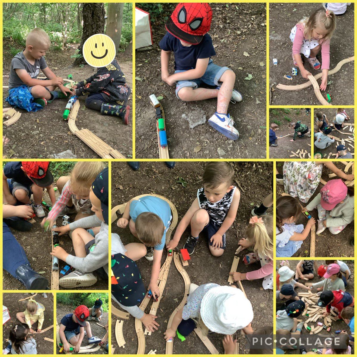 Bumble Bee class loved creating train tracks across the forests floor today! Hearing all the imaginative and collaborative chatter as they built and explored was magical! #outdoorlearning #EYFS #30DaysWild @NottsLang4Life @SHINEmulti