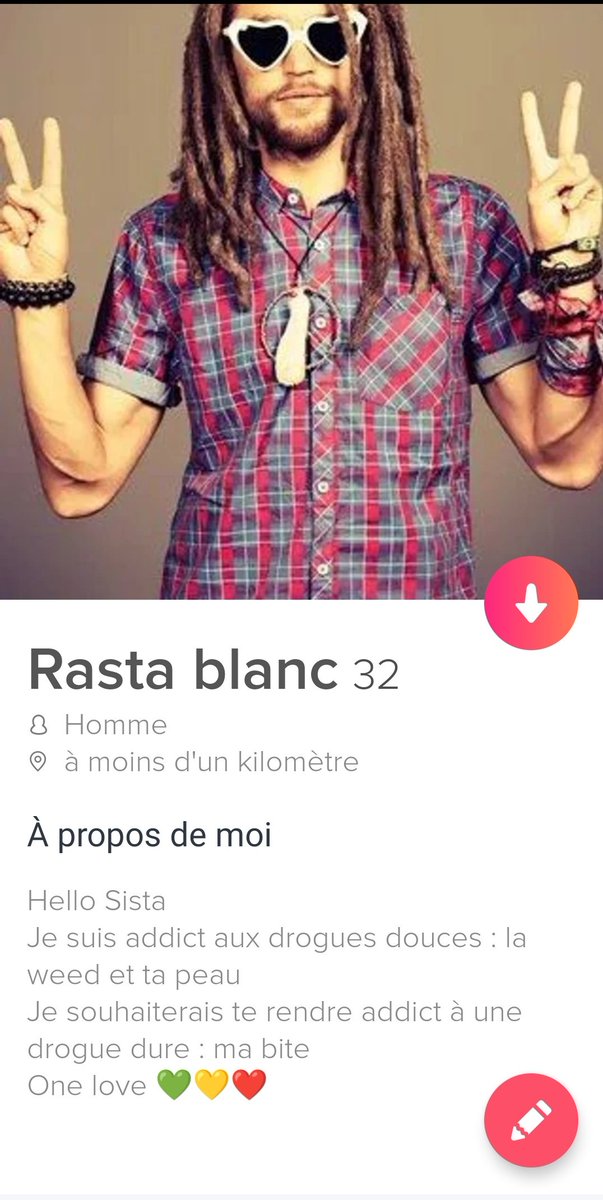 Rasta_blanc's tweet image. Nouvelle bio Tinder
On valide ?

Tinder 💚💛❤️