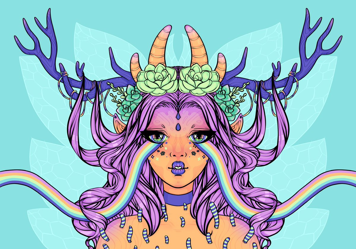 So excited to share this new 1/1 queer queen I drew for the <a href="/spriteclubNFT/">Sprite Club 🍄</a> pride fundraiser collection launching soon 🧚🏼‍♀️🌈💖✨