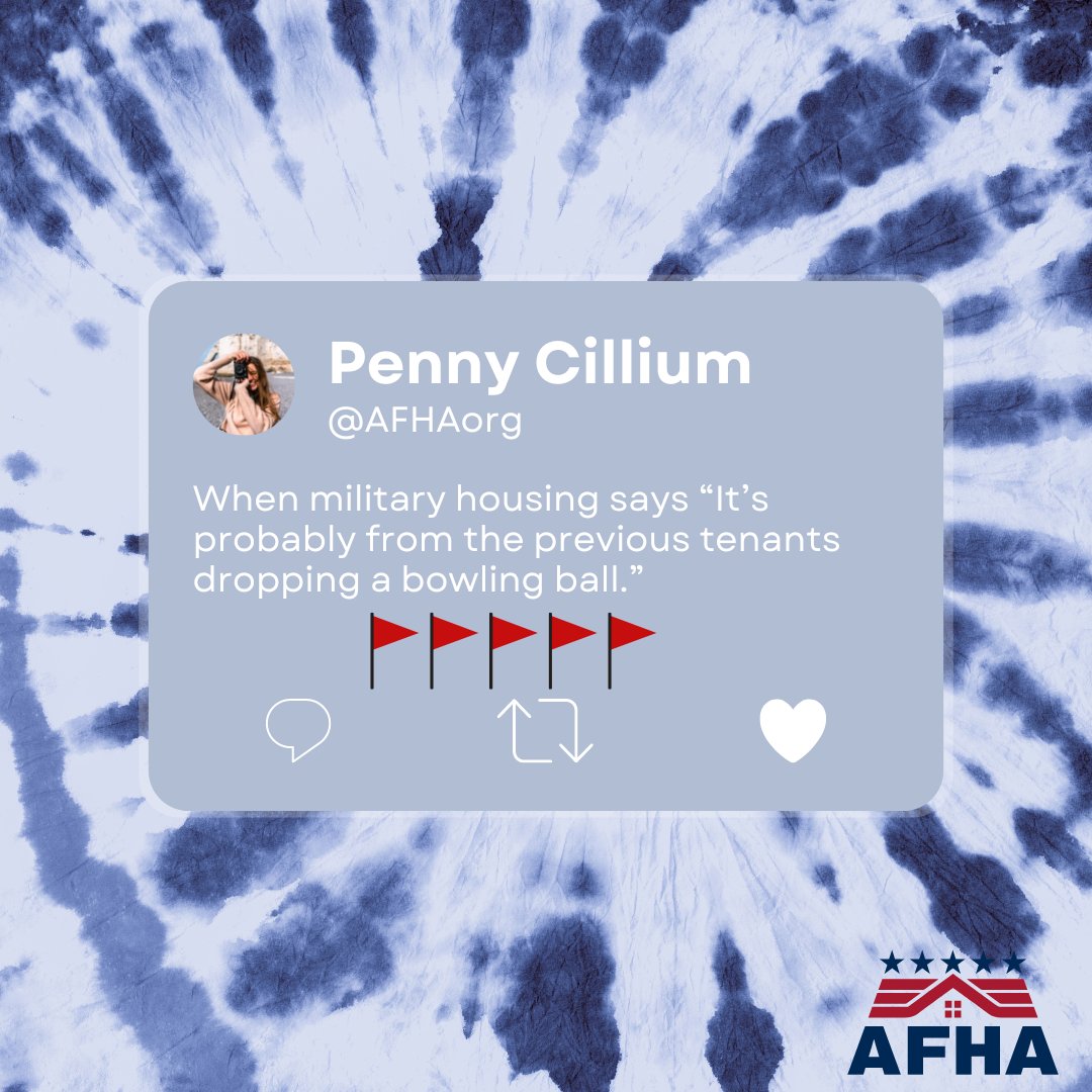 AFHAorg's tweet photo. Stuff Military Housing Says! Have a quote you want us to share from your experience? Post it in the comments! #funny #endmhpi #military #militaryhumor #militaryhousing #army #navy #airforce #marinecorps #coastguard https://t.co/3Qgu4ek8XX