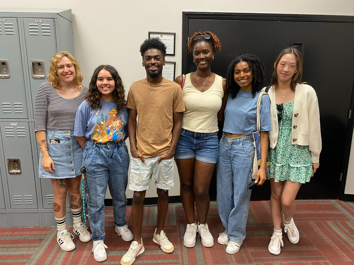 UnitedArtsWake's tweet photo. #HappyFriday Introducing Devon - one of our DIAL interns working at @nctheatre. Today he gave his fellow interns a behind the scenes tour & sneak peek at their upcoming show. Devon (light orange shirt & jean shorts) loves working with all the talented students! #DIALWake #DIAL22 https://t.co/lxs0nWUM5K