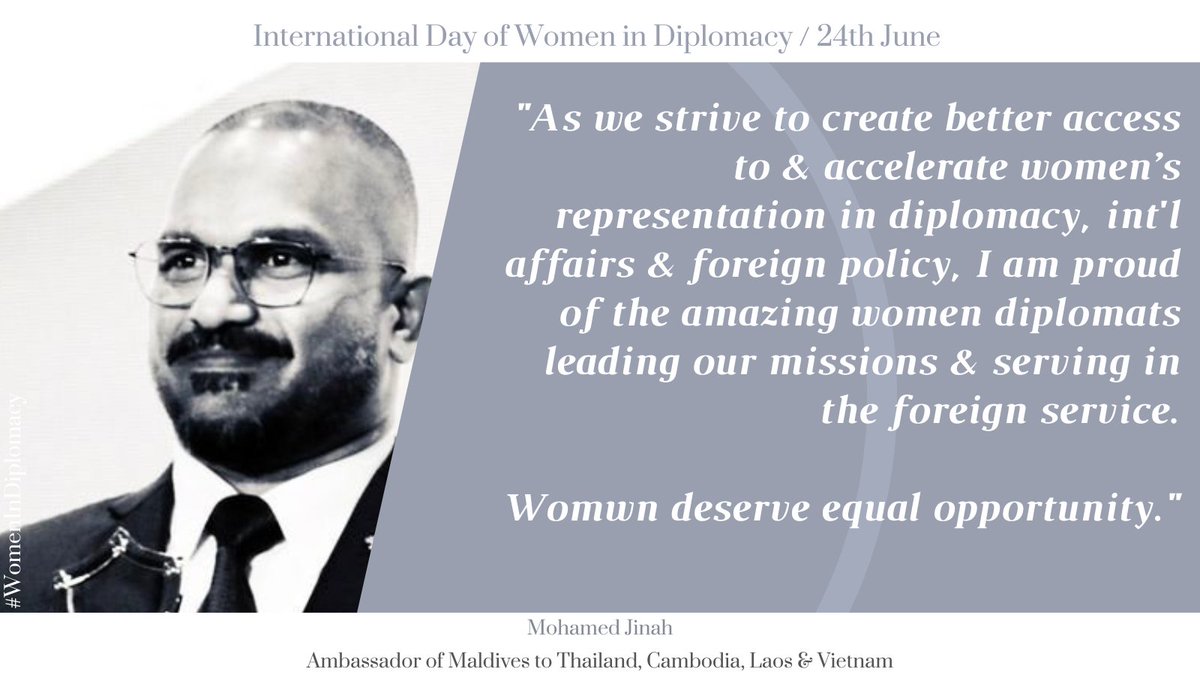 June 24:
Commemorating the Int'l Day of #WomenInDiplomacy  

As we strive to create better access to & accelerate women’s representation in diplomacy, int'l affairs & foreign policy, I am proud of the amazing women leading our missions & serving in the foreign service. 
#IDWD