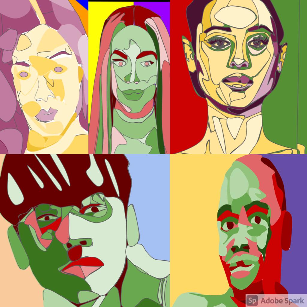 Holyhead_Art's tweet photo. Mrs Robertson's Year 8 class have made fantastic digital Fauvism celebrities. Next week they will paint them.#Fauvism #Yr8 #Googleslides #complementarycolours https://t.co/4V1RvMUVp8