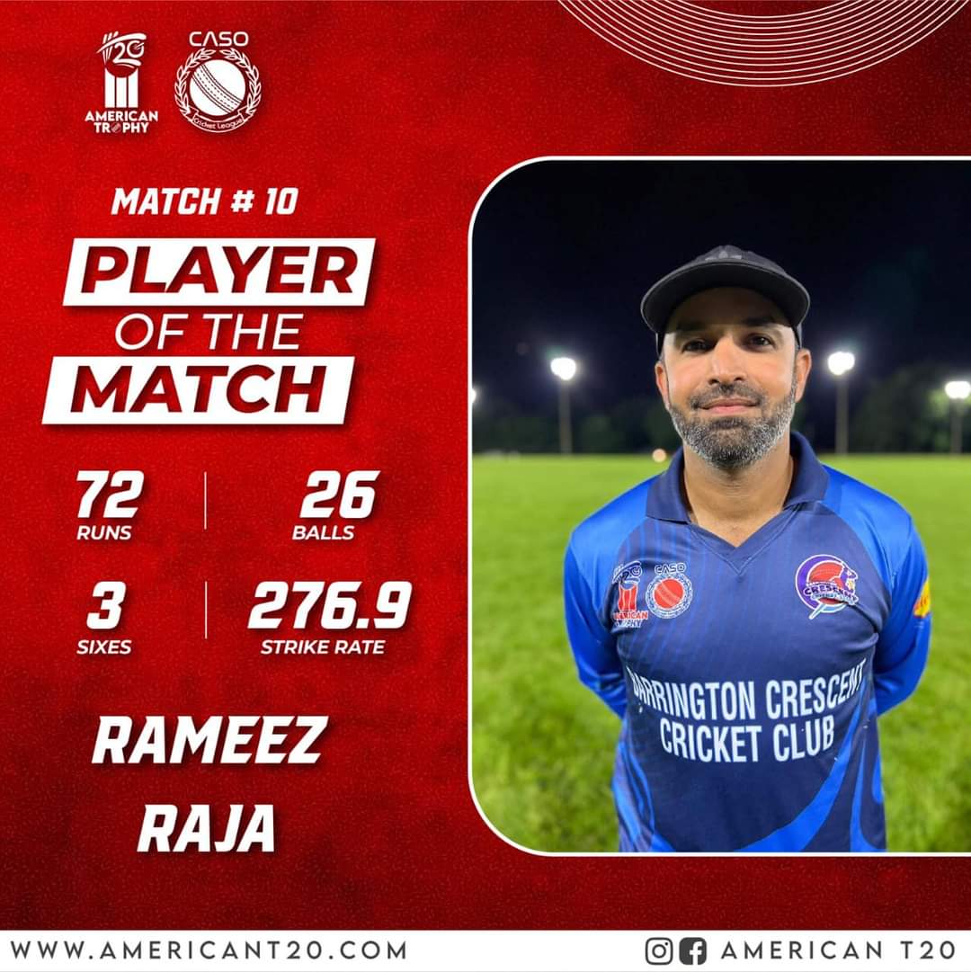 naadiisporty's tweet photo. Congratulations @rameezraja_jr ❤
American T20 Trophy
Talent•Meets•Opportunity 🏏
#AmericanT20 || #TeamCASO || #ChicagoCricket || #USACricket || #AT20 https://t.co/ndyrsmUhps