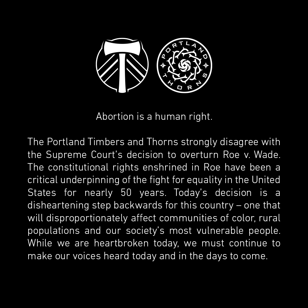 ThornsFC's tweet photo. Abortion is a human right.

Turn your anger into action, visit the Center for Reproductive Rights to support and donate: https://t.co/mSZInHjx5e https://t.co/8HhlolDyBD