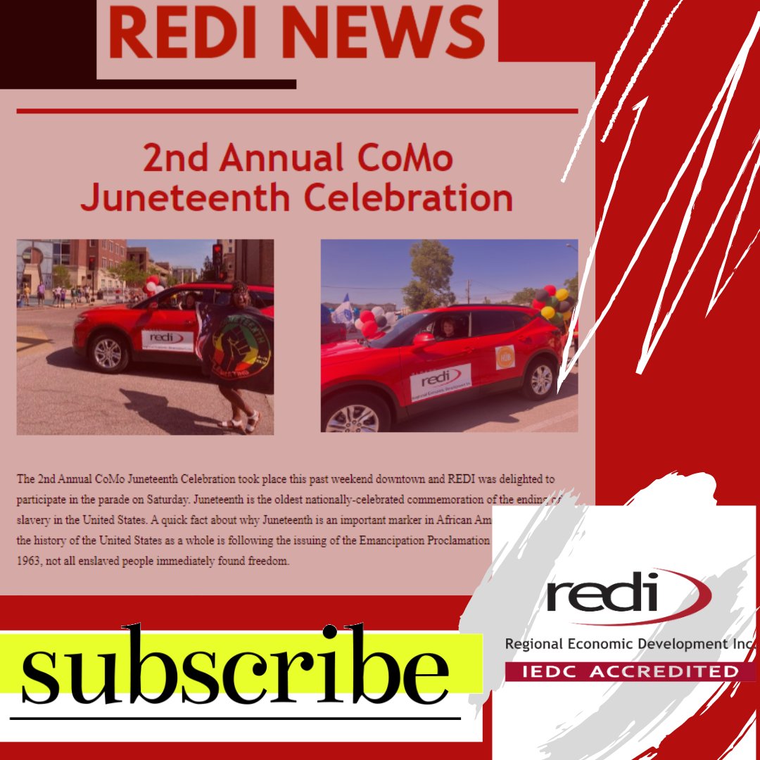 REDI Newslinks | June 24 Newsletter for you ✨ - mailchi.mp/35bf17d55c49/n…  Juneteenth Parade | Supplier Diversity Workshop | Lunch &amp; Learn | COU Boarding Bridges | Board Meeting