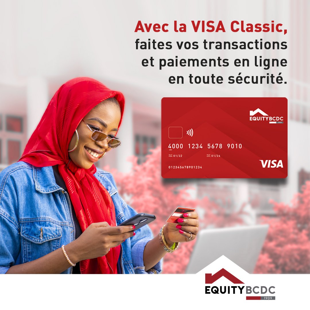 EquityBCDC's tweet photo. Notre carte Visa Classic reste la parfaite alliée de vos paiements électroniques, retraits et paiements en ligne sécurisés.
Désormais instantanée, commandez et recevez votre carte Visa classic le même jour.
#Visaclassic #EquityBCDC #DigitalBanking #OnlineBanking #RDCongo https://t.co/LkyheKTll1