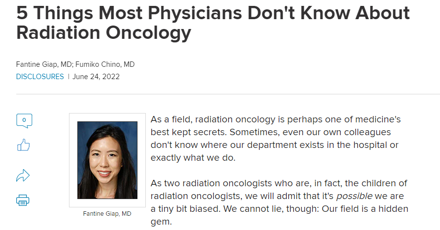 Fumiko Ladd Chino, MD, FASCO (@fumikochino) on Twitter photo 🚨<a href="/Oncoalert/">OncoAlert</a>:
#RadOnc is "constantly working to improve survival & patient well-being, form deep connections with our pts, & push the boundaries of medical innovations." Proud of this <a href="/Medscape/">Medscape</a> column w/ Dr <a href="/fantinegiap/">Fantine Giap</a> discussing what makes #radonc unique
medscape.com/viewarticle/97… 🚨<a href="/Oncoalert/">OncoAlert</a>:
#RadOnc is "constantly working to improve survival & patient well-being, form deep connections with our pts, & push the boundaries of medical innovations." Proud of this <a href="/Medscape/">Medscape</a> column w/ Dr <a href="/fantinegiap/">Fantine Giap</a> discussing what makes #radonc unique
medscape.com/viewarticle/97…