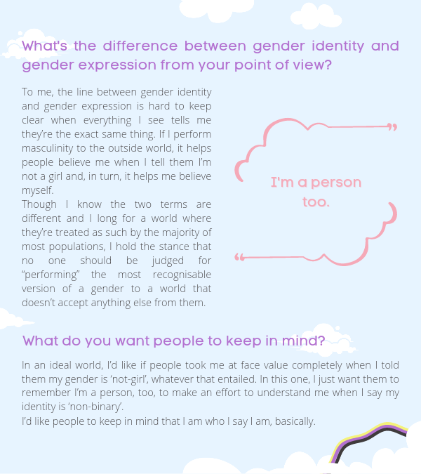 transrepzine's tweet photo. For today's #PrideInterview series, Minnie, a writer for the zine gets real with us on what Pride means to him.
"I want to be a person too", he says when asked what he wants people to consider when it comes to people experiencing him in terms of gender identities. https://t.co/cvcBNfICOI