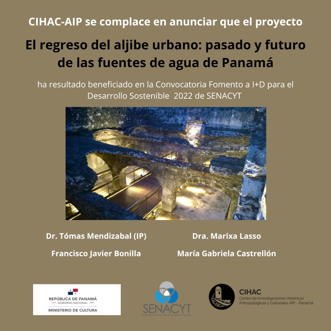 cihac_aip's tweet photo. Nos complace anunciar que los investigadores Tomás Mendizábal, @MarixaLasso1 Francisco Javier Bonilla y María Gabriela Castrellón ganaron la prestigiosa convocatoria Fomento I+D de @senacyt 
¡Felicidades! 
@MiCulturaPma @CienciaPTY @SNI_Panama @stri_panama @ArchivoNacPma https://t.co/o4Hr3KBJaY