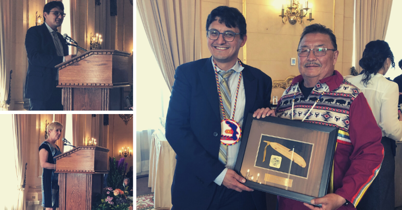 lawsocietymb's tweet photo. Yesterday, family friends &amp; colleagues gathered to celebrate the election of the Law Society's first Indigenous President, Sacha Paul, with many members of the English River First Nation Dene Community making the trip from Northern Saskatchewan to mark this significant moment. https://t.co/1OswwQmWGC