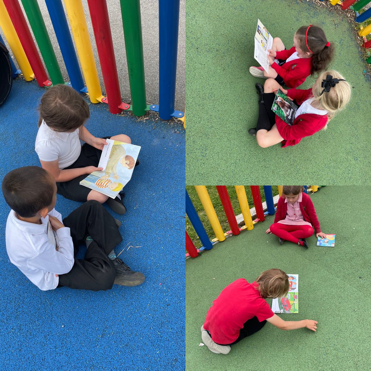 SchoolHillside1's tweet photo. #P1RHILLSIDE and #P2LWHILLSIDE joined up to do some shared reading in the sunshine today☀️ We heard some lovely reading and were proud of how supportive and kind everyone was. We even squeezed in time for a little play after!🤩 https://t.co/sG22Wz4iCA