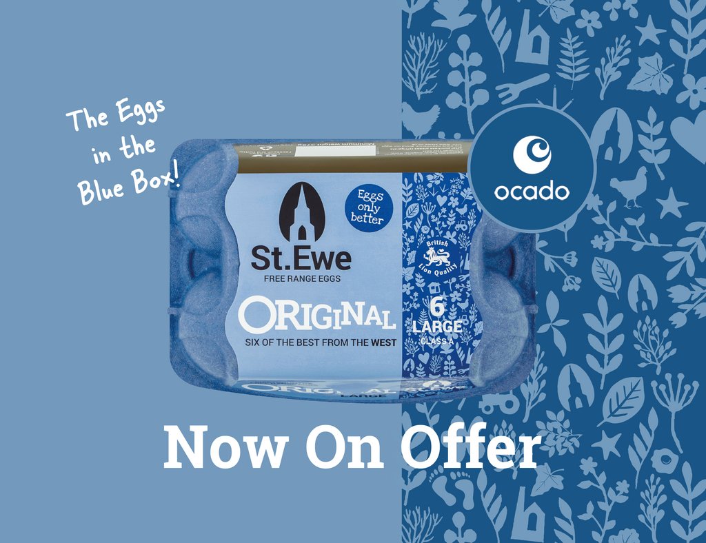 steweeggs's tweet photo. St Ewe Original Eggs – The Eggs in the Blue Box!
💙
Currently on offer on @Ocado and selected Tesco stores in the Southwest.
💙
Grab them whilst you can and let us know what you think!
#stewe #steweeggs #freerange #freerangeeggs #eggs #ocado #tesco https://t.co/mEhJrLMb7Y