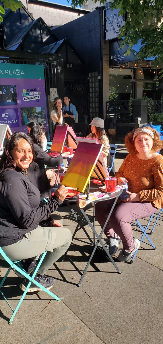 DDA604's tweet image. Staff and clients from our Arlington group home enjoying a painting class as the weather finally cooperates! #FridayFeeling #WeekendSun develop.bc.ca