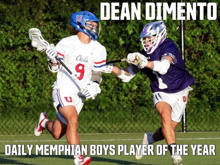 OwlBuzz's tweet photo. Congratulations to Dean DiMento on being named Boys Lacrosse Player of the Year by The Daily Memphian!

#GoOwls https://t.co/qW9jEZcayQ