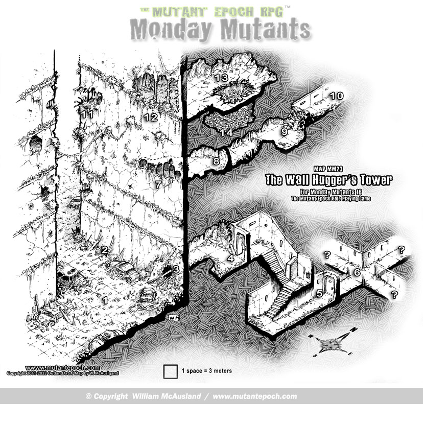 mutantlord's tweet image. The Wall Hugger’s Tower

A short sample adventure included with this weeks Monday Mutant uses an isometric map. Get MM23 here:
outlandarts.gumroad.com/l/hpfsd
or
drivethrurpg.com/product/400495…

Free 8x 11 PDF: 

outlandarts.com/Monday%20Mutan…

#isometricmap #mutantepoch #ttrpg #RPG #tme #apocalyptic