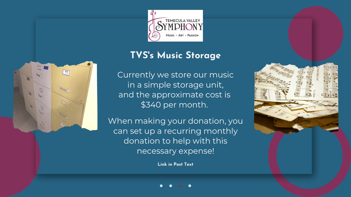 TemVallSymphony's tweet photo. Fundraising Friday ~ Week 1!  Here’s info about our music storage, and how our Live Music Fund can help cover this recurring expense.  Our summer goal is $2,000, and please share this campaign with friends.  Thank you! https://t.co/nIHvt5n6Md https://t.co/PSrQ11o93v