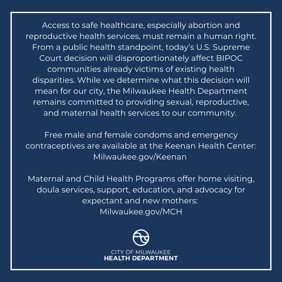 City of Milwaukee Health Department (@mkehealth) on Twitter photo .<a href="/MKEhealth/">City of Milwaukee Health Department</a> remains committed to providing health services in #Milwaukee:
➡️Free condoms & emergency contraceptives available at Keenan Health Clinic: Milwaukee.gov/Keenan
➡️Maternal & Child Health Programs offer services, support, & education: Milwaukee.gov/MCH .<a href="/MKEhealth/">City of Milwaukee Health Department</a> remains committed to providing health services in #Milwaukee:
➡️Free condoms & emergency contraceptives available at Keenan Health Clinic: Milwaukee.gov/Keenan
➡️Maternal & Child Health Programs offer services, support, & education: Milwaukee.gov/MCH