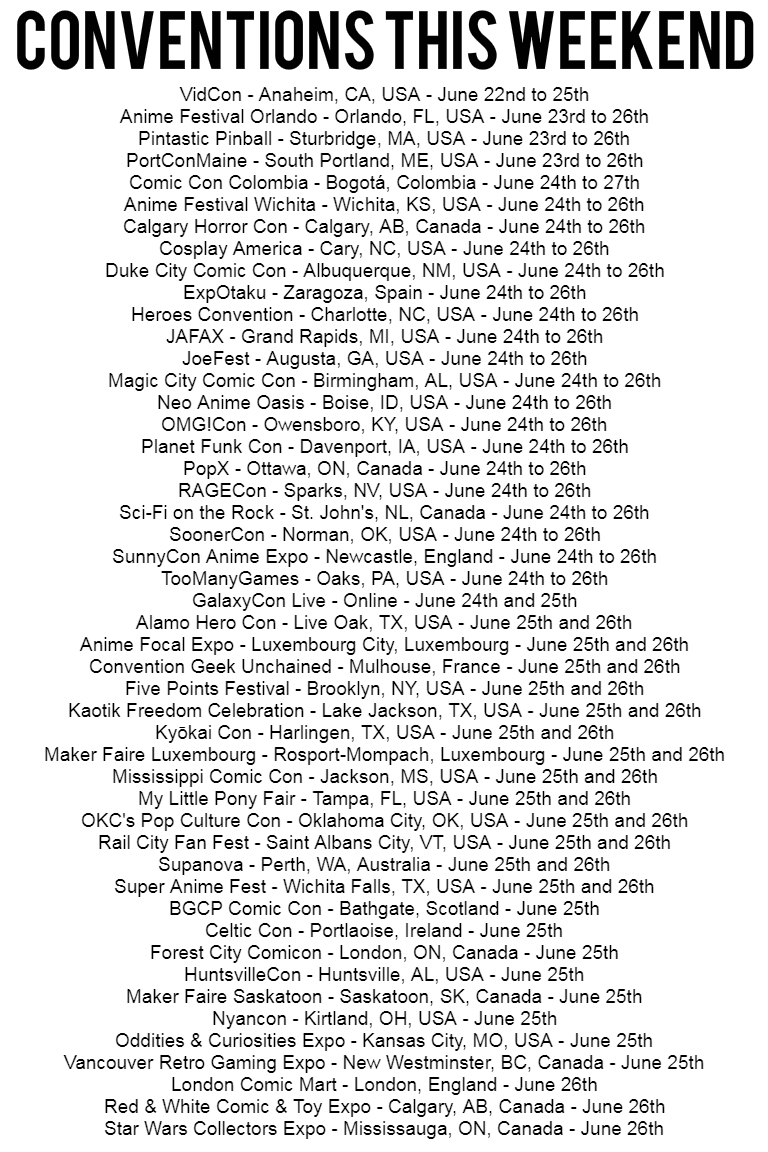 GlobalFanCons's tweet photo. 48 Conventions this weekend (1 Virtual & 47 Physical) ๐บ๐ธ๐จ๐ด๐จ๐ฆ๐ช๐ธ๐ด๓ ง๓ ข๓ ฅ๓ ฎ๓ ง๓ ฟ๐๐ฑ๐บ๐ซ๐ท๐ฆ๐บ๐ด๓ ง๓ ข๓ ณ๓ ฃ๓ ด๓ ฟ๐ฎ๐ช
What will you be attending? #VCUS22 #AFO2022 #ComicConColombia #CalgaryHorrorCon #CosplayAmerica2022 #HeroesCon40 #JAFAX #SoonerCon30 #GeekUnchained #Perthnova #celticcon #FCCC #VRGE2022 (1/4) https://t.co/VnQ0RD1lky
