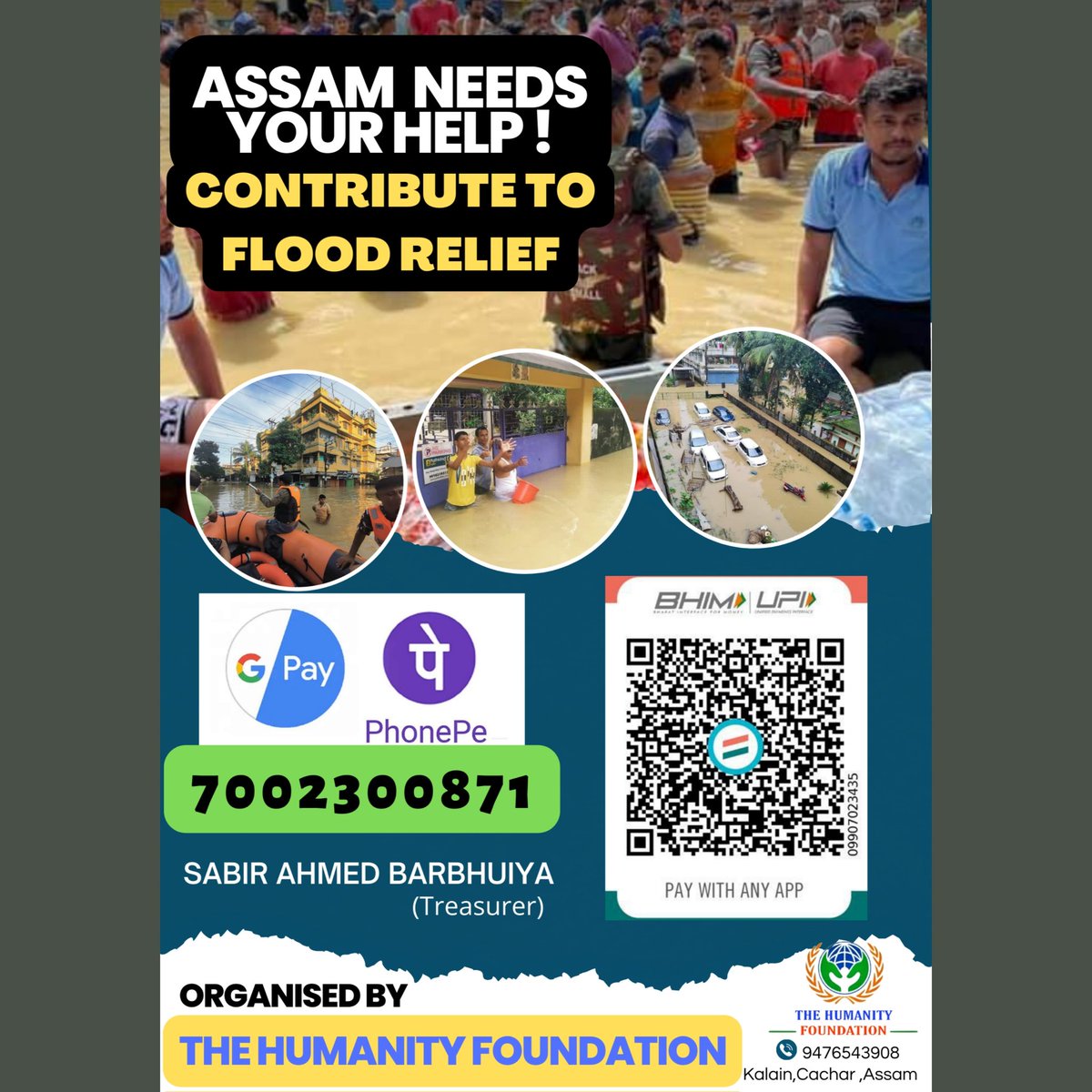 THFAssam's tweet photo. Join in the relief operations by donating to The Humanity Foundation .  Your donation will be extremely helpful in providing food &amp; shelterto flood-affected people 🙏
#AssamFloods2022 #PrayForAssam
#BarakValleyUnderWater  
@OxfamIndia @khalsaaid_india @Abdullahaiduk @dccachar https://t.co/l8par2XTHL