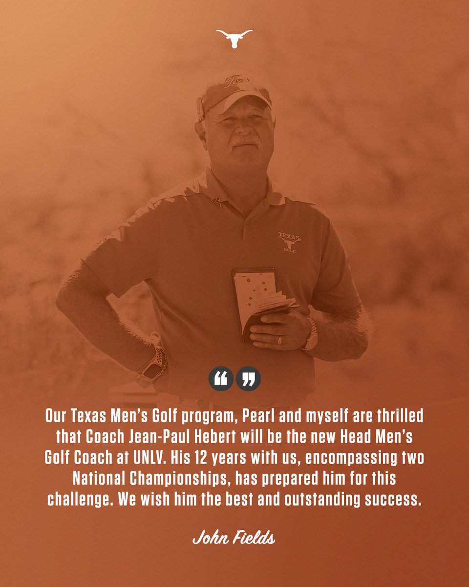 Congratulations & well wishes from Coach Fields to @hebertjeanpaul on his new position as Head Coach at @UNLVGolf 🤘 Thank you, JP. We'll be rooting for you! #TakeDeadAim | #HookEm