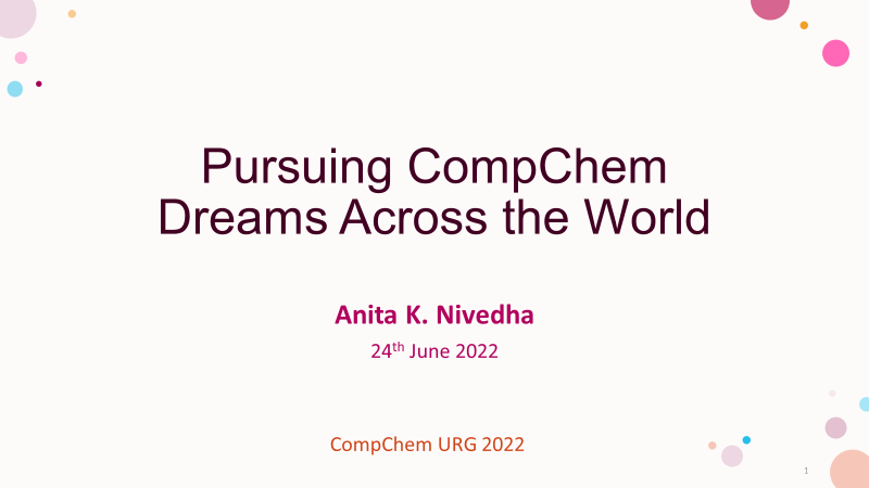 AnitaKNivedha's tweet photo. Thank you @menz_mas @hannahbruce @CompChemURG for the opportunity to speak alongside a stellar lineup of speakers at #CompChemURG 2022 today. I enjoyed the meeting and hearing everyone's unique stories and perspectives. #CompChemEveryone #ChemTwitter https://t.co/wTeF1zx1bB