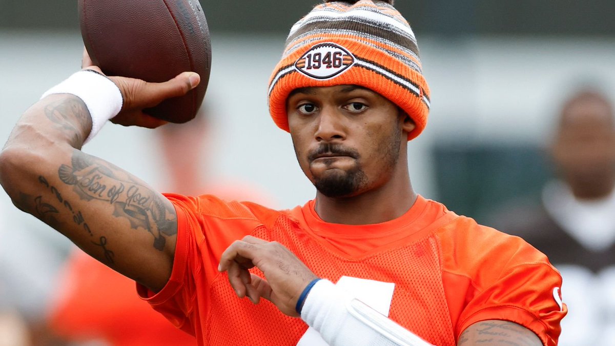 nflrums's tweet photo. Sources tell PFN that the #NFL Players Association is concerned that #Browns QB Deshaun Watson will be suspended for the entire 2022 season, "if not indefinitely." https://t.co/xeJnmmg5c2