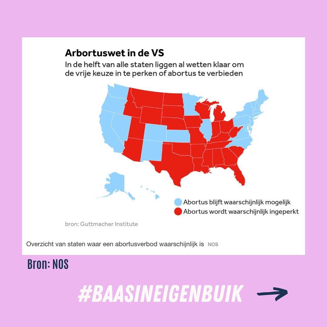 Een ramp voor het zelfbeschikkingsrecht! De uitspraak in Amerika heeft het federale recht op abortus vernietigd. Miljoenen mensen met een baarmoeder hebben binnenkort geen toegang meer tot veilige abortus. We zijn woedend en strijden door! #BaasInEigenBuik