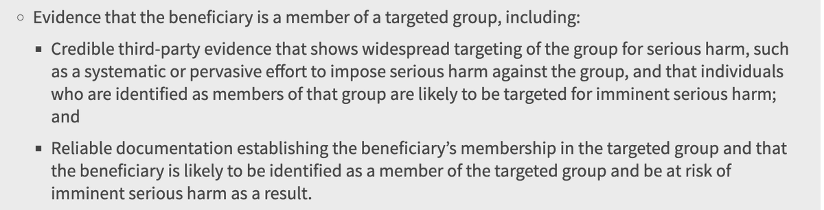 Looks like DHS updated guidance on humanitarian parole requests to enter the US. 

The process has been under fire as many Afghans have been denied parole. 

The new guidance says applicants can now show they are a member of a "targeted group" &amp; could face harm in their country.