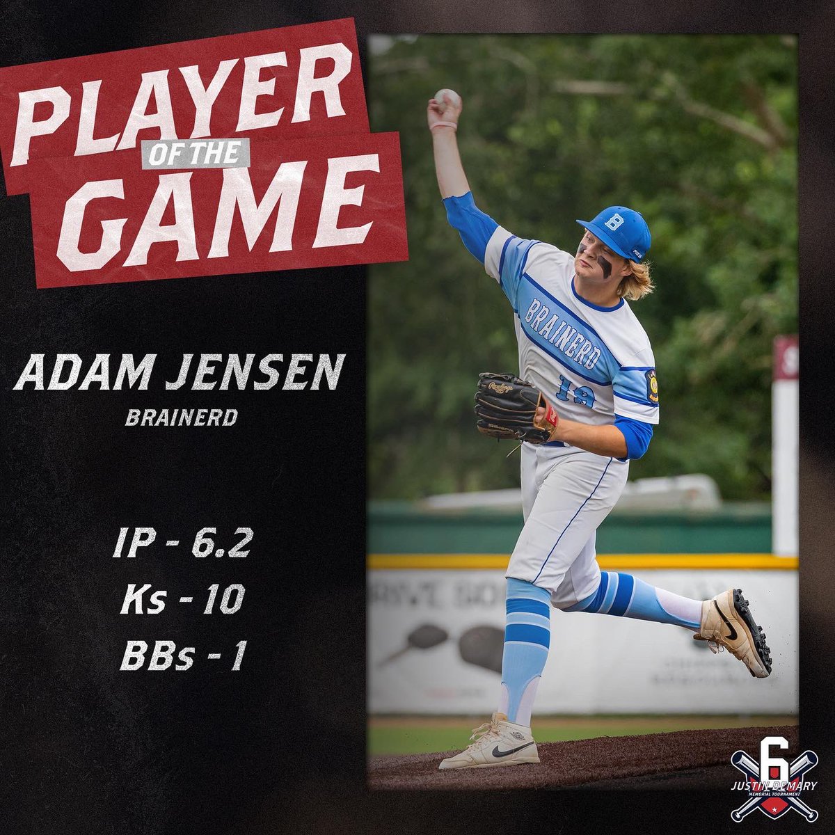 Justin Demary Memorial Tournament 

Game 1 Final: 
Brainerd 8 
Billings 5

POG: Adam Jensen 
6.2 IP
10 k
1 BB