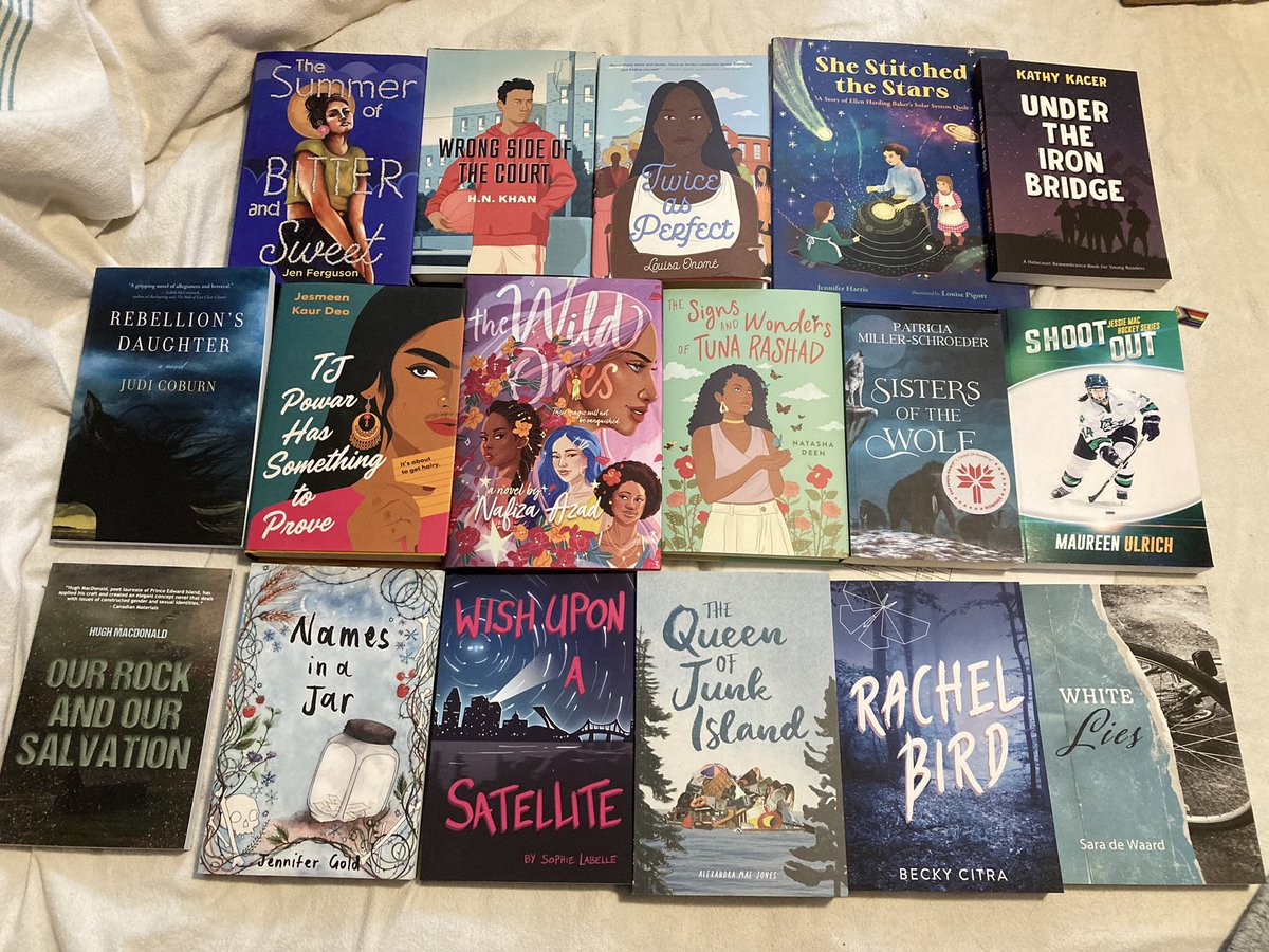 alibrarytech's tweet photo. I am so excited that I get to read & review all these 🇨🇦books for #bestbooksforkidsandteens fall 2022 edition! Be sure to look for these titles & more in our #ADSLibrary in September! #bearcatsrepresent #actonbearcats #schoollibrary #summerreading #bbkt 📚📚📚 https://t.co/Hgtk8kPthu