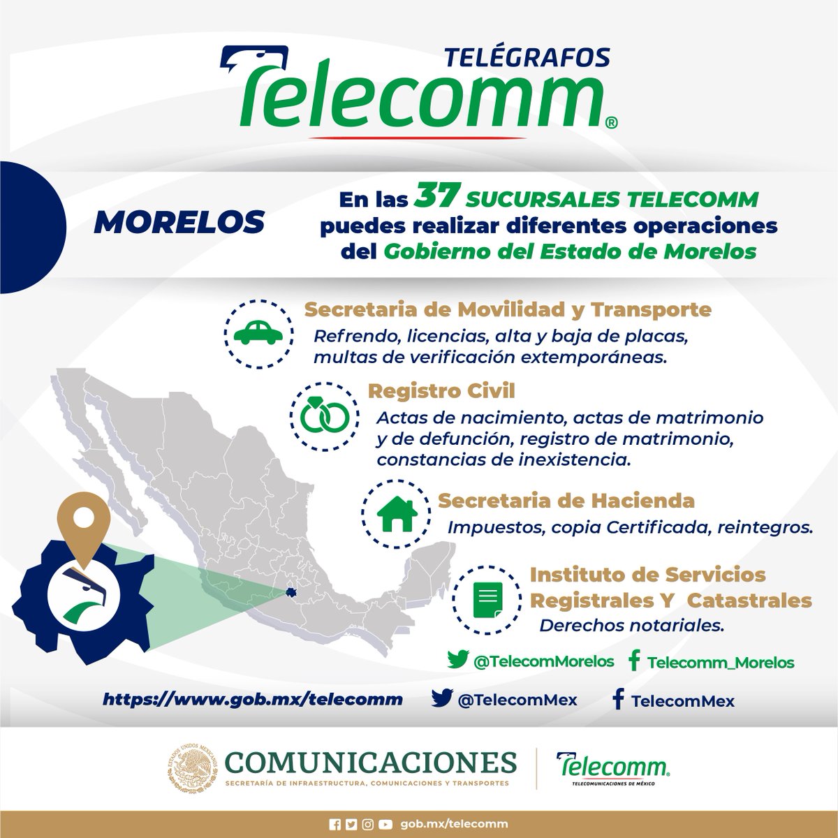 FinabienMorelos's tweet photo. ¡En #TELECOMM vamos a donde nadie llega!
¡Conoce los servicios que te ofrecen nuestras 37 sucursales! #Sucursales #Telecomm_mor https://t.co/EFFqoqeSRH