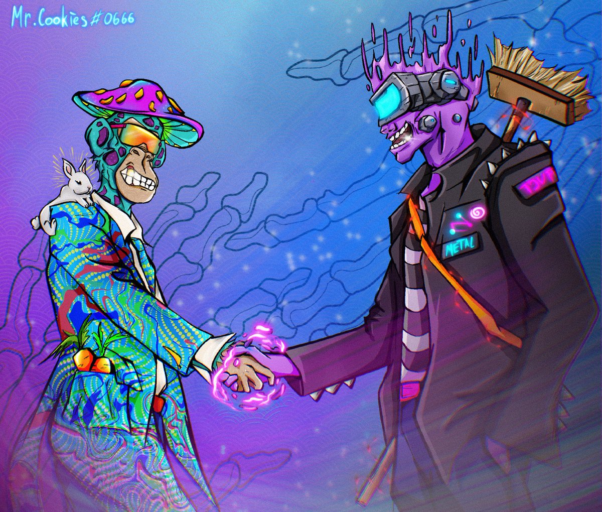 As promised, I drew art for the two best projects in honor of the collaboration, I love each of you, you are the best🧹🌀🌀 Guys, you are the best 🌀🧹❤️<a href="/trippinapes/"></a> <a href="/DegenSweepers/">Degenerate Sweepers | FREE MINT ON SOLANA</a> <a href="/_Urkann/">ayo</a> <a href="/KulbikC/">king kulbik</a> #UrkannArmy @EmmaLeguin And my favorite rabbits❤️🥹