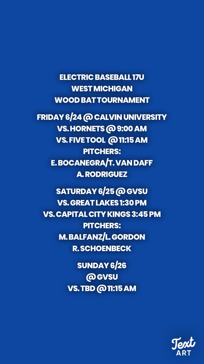CoachRobBalfanz's tweet photo. Electric Baseball 17U went 2-0 today in the West Michigan Wood Bat Classic. @ethan5216 went 5 strong innings in Game 1 &amp; @alonzo_rod19 closed flawlessly! @tommyvandaff had 6 innings in game 2, finishing the game! @CalvinBaseball @vanduyn_kevin @GVSUBaseball @PBRMIScout https://t.co/MuLsFS9Vcu