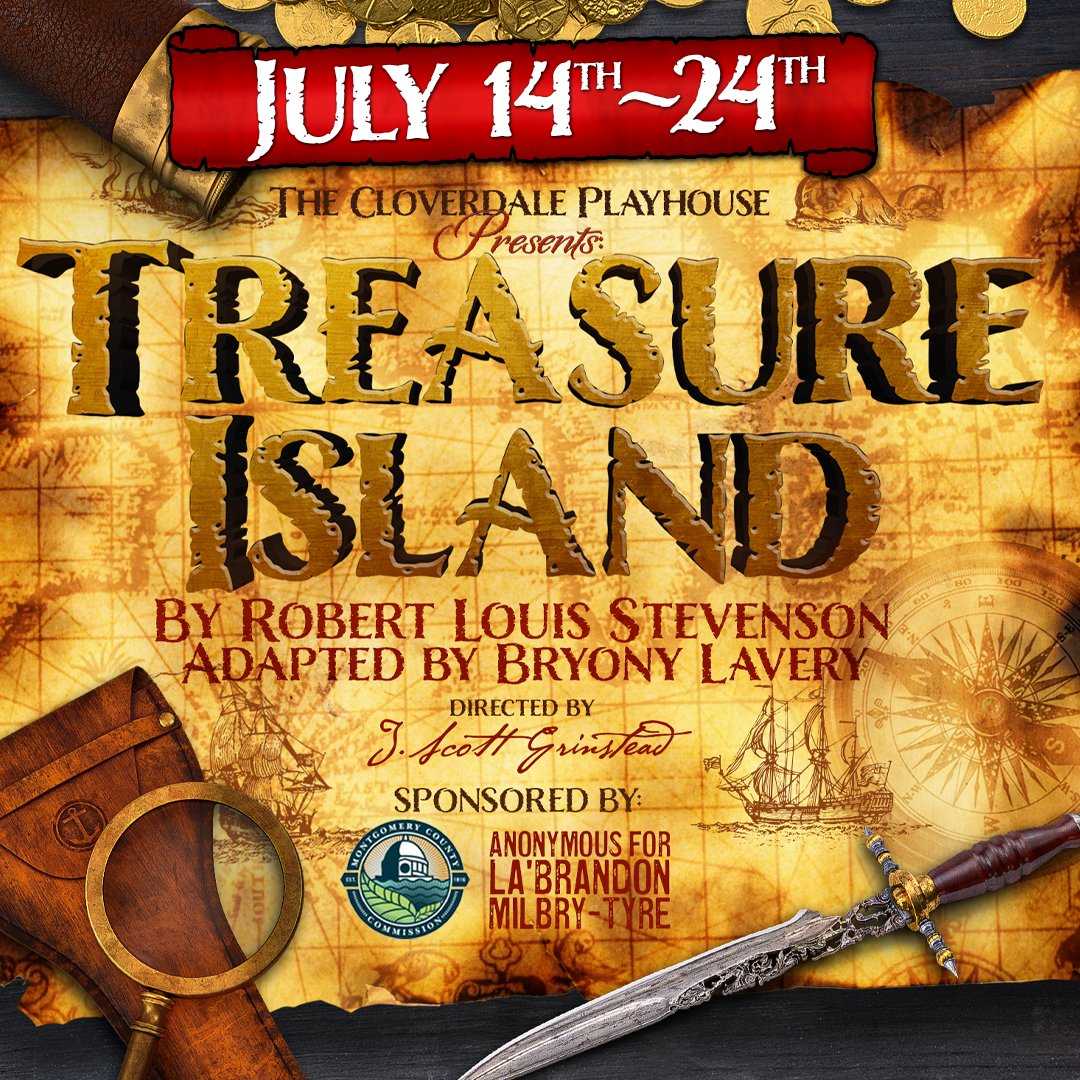 cdaleplayhouse's tweet photo. Yo ho, maties! It's time to book your berth with us on this voyage to Treasure Island. Prepare yourselves for swashbuckling, pieces of eight, and cantankerous parrots. The show runs from 7/14- 7/24. Tickets are available at https://t.co/KOdkZhdNTR, or by calling 334-262-1530. https://t.co/mWezDBMZ5Q