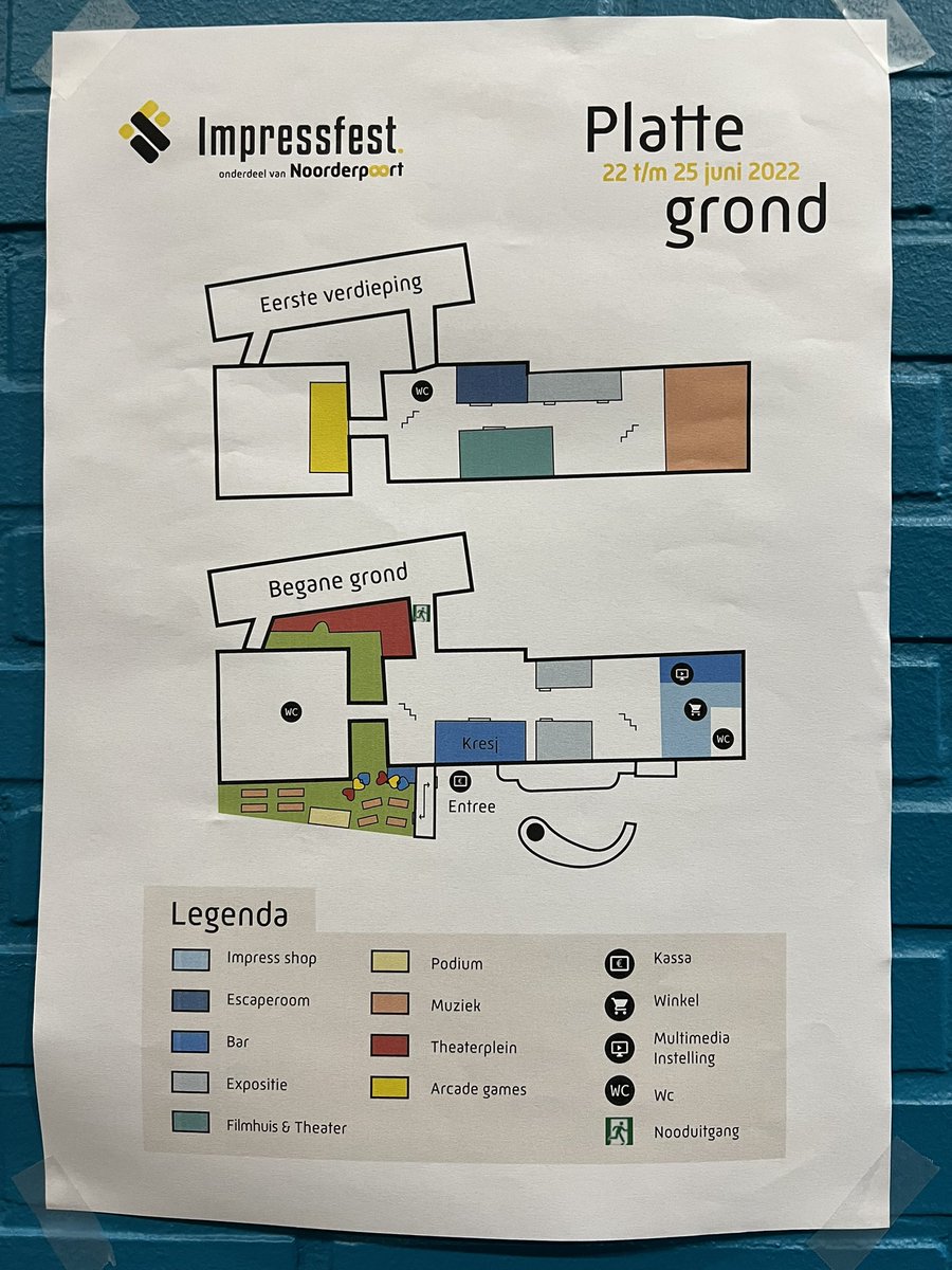 Mocht je nou tijdens Impressfest de weg kwijt raken, overal in de school hangt een plattegrond! 

#impressfest2022