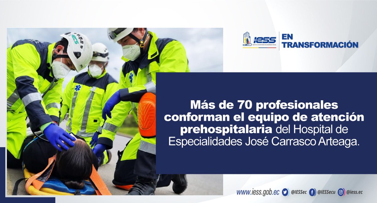 #IESSeTransforma | El <a href="/IESSHJCA/">Hospital de Especialidades José Carrasco Arteaga</a> cuenta con el equipo de atención prehospitalaria conformado por médicos evaluadores de emergencia, paramédicos y choferes de ambulancias.