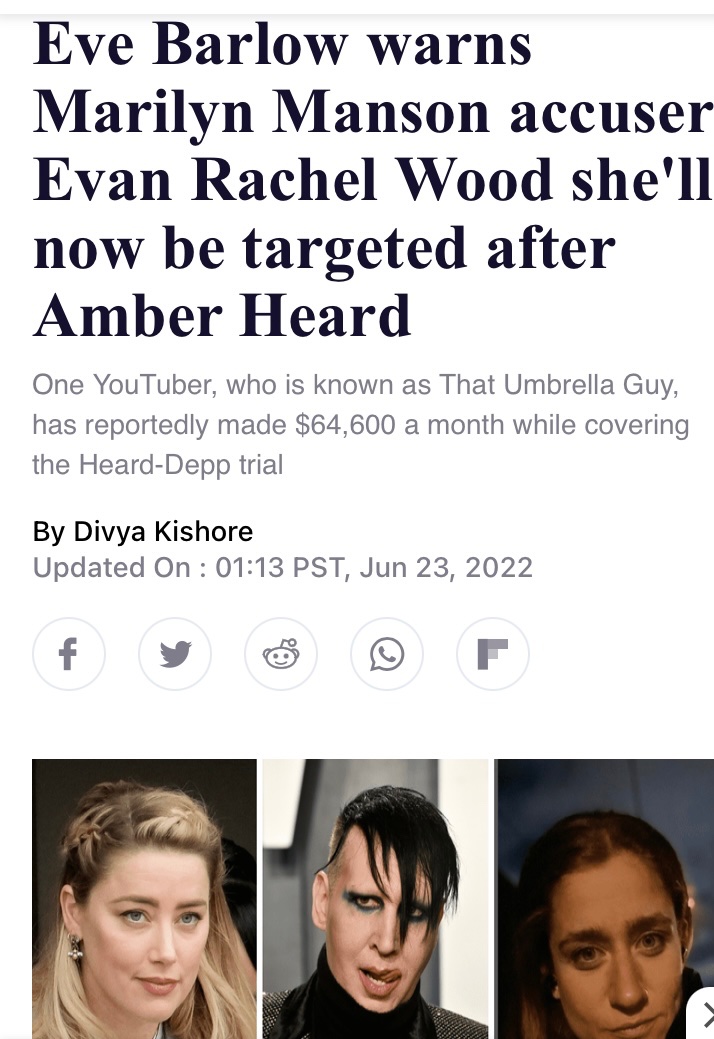 colonelkurtz99's tweet image. Yes, all false #MeToo accusers should be worried. There are a growing number of YouTubers like me who are looking into the #MarilynManson case and plan to report on it. 

The truth will come out—despite the media—just as it finally did with #DeppVsHeard.

#JohnnyDepp #AmberHeard