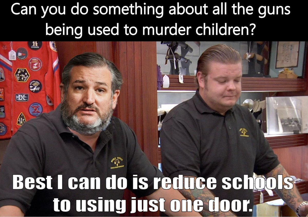 Fuzzy_Fuzzbutt's tweet photo. @GOPLeader Can't they set up single-door entry, and hide under their desks, and put a book over their head like you expect school children to do? https://t.co/9eD60QcFZi