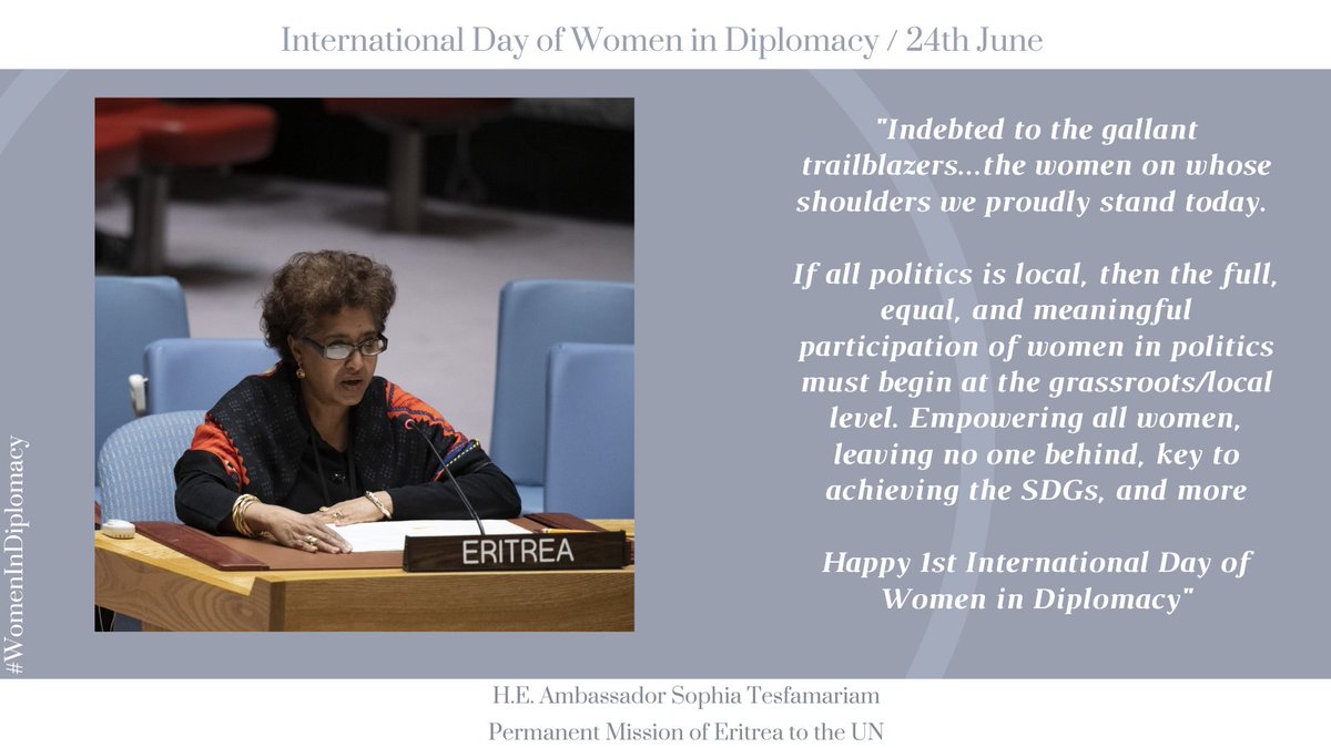 Grateful for the opportunity to serve and learn...
Happy 1st International Day of Women in Diplomacy. #Eritrea #NUEW #SDGs
#IDWD 
#WomenInDiplomacy