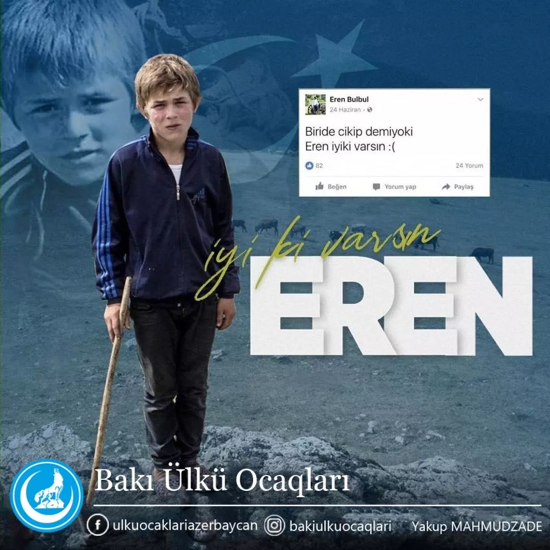 Türk balası qurd olar, yeri gələr vətəni üçün Şəhid olar!

Şehit #ErenBülbül'ün o yürekleri burkan sosial medya paylaşımının üzerinden 5 yıl ötdü.

#AzərbaycanÜlkücüləri