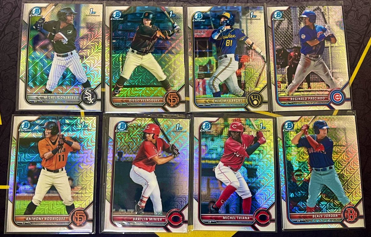 DirtyWorldGamin's tweet image. ⚾️ Bowman chrome mojos🔥 ⚾️ 

$1 ea or $3 for 5!
Reply w/name of player.
🚢 pwe $1/bmwt $4

#DirtyWorldStax 
@MDRANSOM1 @sports_sell @TheHobby247 @HiveRetweets @CardboardEchoes @HobbyRTs @Hobby_Connect @HobbyConnector