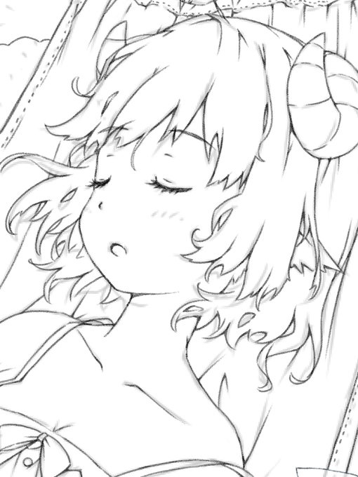 只今お絵描き中のつのまきあーとの一部をチラ見せ👀
うたた寝わためちゃん🥰🐏
#つのまきあーと 