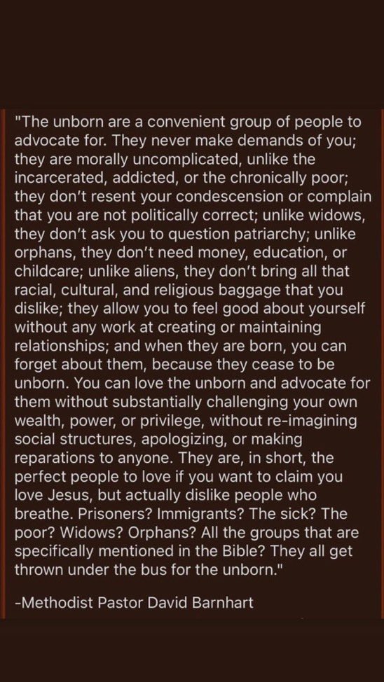 BostonWookiee's tweet photo. This quote captures with perfect clarity the hypocritical and loathsome state of the American religious right. And yes, it is correctly attributed to Pastor Barnhart. https://t.co/0KYEvvY3Gb