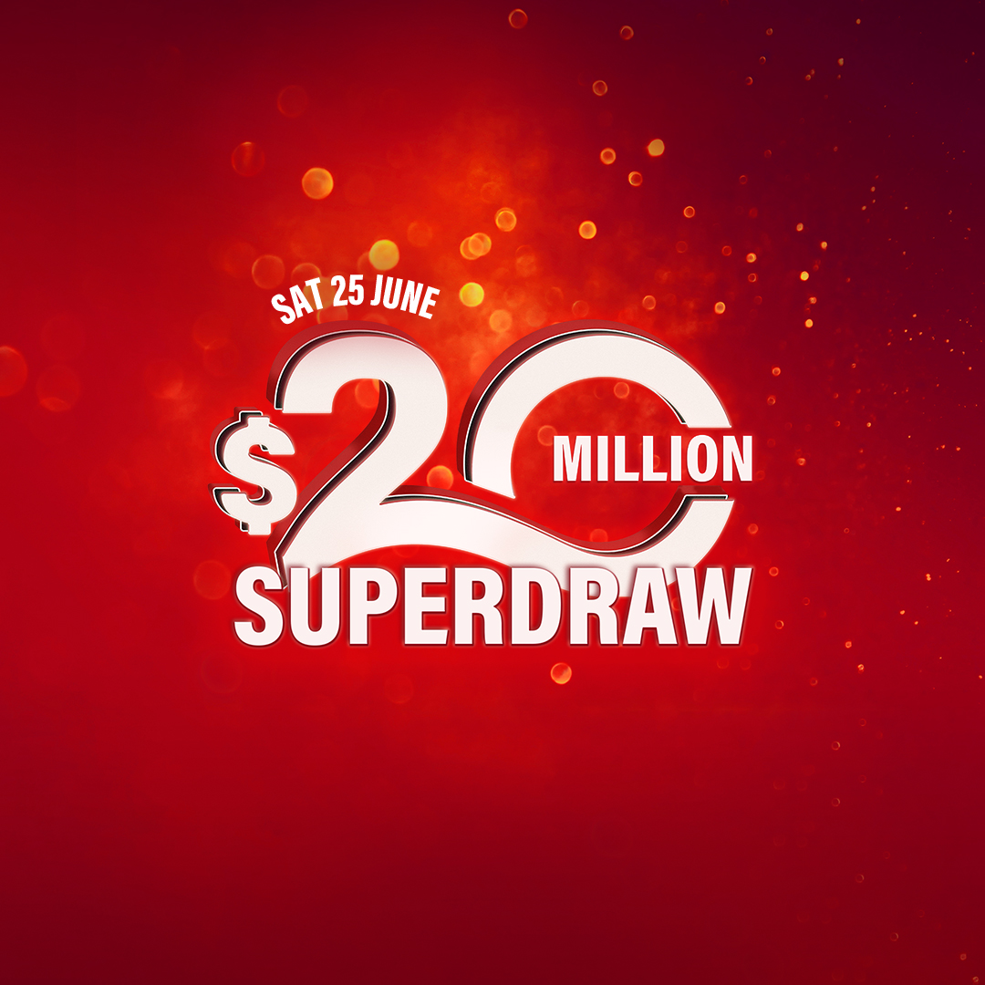 #SaturdayLotto #Superdraw is here! Your chance to win a supersized $20 million Division 1 prize. Get your ticket before 6 pm.