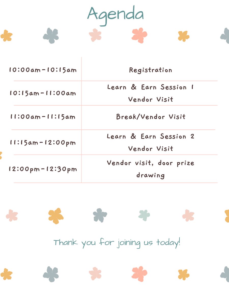 Updates for tomorrow.
🍼sadly the mobile unit won’t be able to join us.
🍼parking may be limited
Check out the agenda